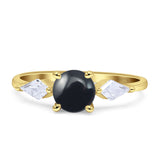 Drei-Stein-Trio-Ring aus natürlichem schwarzem Onyx mit zwei Drachen-CZ-Trio-Ringen aus 925er-Sterlingsilber