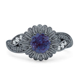 Sunflower Ring Infinity Twisted Round Lab Alexandrite 925 Sterling Silver