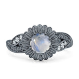 Sunflower Ring Infinity Twisted Round Natural Moonstone 925 Sterling Silver