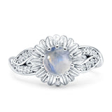 Sunflower Ring Infinity Twisted Round Natural Moonstone 925 Sterling Silver