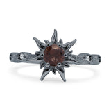 Sun Ring Round Natural Chocolate Smoky Quartz 925 Sterling Silver