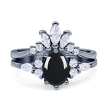 Ovaler Art-Deco-Verlobungsring aus natürlichem schwarzem Onyx für die Braut