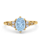 Antique Style Oval Natural Aquamarine Art Deco Engagement Ring