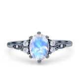 Antique Style Oval Natural Moonstone Art Deco Engagement Ring