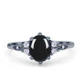 Ovaler Art-Deco-Verlobungsring aus natürlichem schwarzen Onyx im antiken Stil