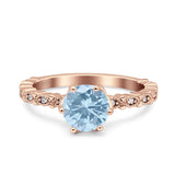 Vintage Dainty Round Natural Aquamarine Engagement Ring