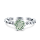 Vintage Dainty Round Natural Green Amethyst Prasiolite Engagement Ring