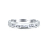 14K White Gold 0.25ct Round 3mm Art Deco G SI Half Eternity Band Diamond Engagement Wedding Ring