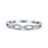 14K Gold 0.07ct Round 3mm Twisted Infinity F SI1 Half Eternity Band Diamond Engagement Wedding Ring