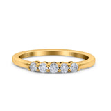 14 K Gelbgold, 0,15 ct, rund, 2 mm, Art-Deco-Band, G SI, halbe Ewigkeit, Diamant-Verlobungs-Ehering