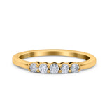 14K Yellow Gold 0.15ct Round 2mm Art Deco Band G SI Half Eternity Diamond Engagement Wedding Ring