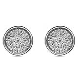 Solid 14K White Gold 8mm Round Half Ball Brilliant Shaped Pave Diamond Stud Earrings