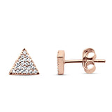 Solid 14K Gold 5.5mm Triangle Round Diamond Stud Earrings Push Back