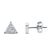 Solid 14K Gold 5.5mm Triangle Round Diamond Stud Earrings Push Back