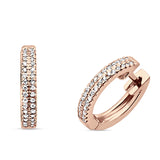 Diamond Huggie Hoop Earrings Trendy 14K Gold 0.13ct