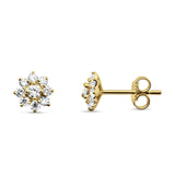 Diamond Flower Stud Earrings 14K Gold 0.54ct