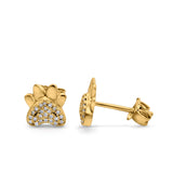 14K Gold .08ct 6mm Cute Paw Print Diamond Engagement Wedding Stud Earring