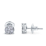 14K Gold .24ct 5mm G SI Micro Pave Diamond Engagement Wedding Stud Earrings