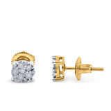 14K Gold .24ct 5mm G SI Micro Pave Diamond Engagement Wedding Stud Earrings