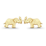 14K Yellow Gold Tiny Minimalist Lucky Elephant Stud Earring 7mm For Girls