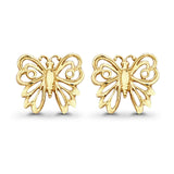 14K Yellow Gold Butterfly Studs Earring 8mm Gift For Women and Girls