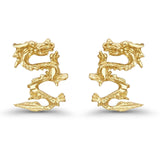 14K Yellow Gold Dragon Post Studs Earring 11mm For Women Girls