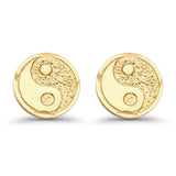 14K Yellow Gold Good Luck Yin Yang Studs Post Earring 7mm Best Birthday Anniversary Gift