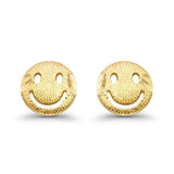 7 mm großer Emoji-Ohrstecker aus 14-karätigem Gelbgold mit lächelndem Gesicht