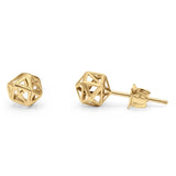 14K Yellow Gold 8mm Geometric Cage Studs Earring