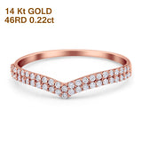 14 K Gold 0,22 ct rund 2 mm G SI V-förmiger Chevron-Diamant-Ewigkeitsring, Verlobungs- und Ehering