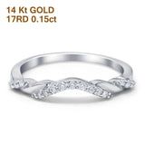 14 K Gold, 0,15 ct, rund, 2,2 mm, G SI-Diamant, stapelbar, gebogener Akzent, Ewigkeitsband, Verlobungsring, Ehering