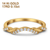 14K Gold 0.15ct Round 2.2mm G SI Diamond Stackable Curved Accent Eternity Band Engagement Wedding Ring