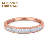 14 K Gold, 0,24 ct, rund, 3 mm, G SI-Diamant, Kanalfassung, halbe Ewigkeit, Verlobungs-Ehering