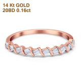 Stapelbarer Bandring aus 14-karätigem Gold, 0,16 ct, rund, 3 mm, G SI-Diamant, halbe Ewigkeit, Verlobung, Hochzeitstag