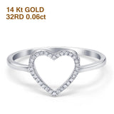 14K Gold 0.06ct Heart Cut Out 3/8mm G SI Diamond Eternity Band Engagement Wedding Ring