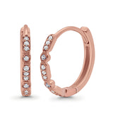 14K Gold .11ct G SI 20mm Art Deco Half Eternity Hoop Huggie Diamond Engagement Wedding Earrings