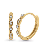 14K Gold .14ct G SI 20mm Antikstil Creolen Huggie Diamant Verlobung Hochzeit Ohrringe