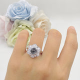 Floral Art Deco Round Natural Rutilated Quartz Halo Engagement Ring