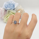 Hidden Halo Twisted Rope Emerald Cut Natural Rutilated Quartz Engagement Ring