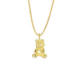 14K Yellow Gold Bear Pendant 18mmX12mm With 16 Inch To 24 Inch 0.6MM Width Box Chain Necklace
