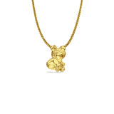 14K Yellow Gold Bear Pendant 14mmX10mm With 16 Inch To 24 Inch 0.9MM Width Wheat Chain Necklace