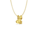 14K Yellow Gold Bear Pendant 14mmX10mm With 16 Inch To 22 Inch 1.2MM Width Classic Rolo Cable Chain Necklace