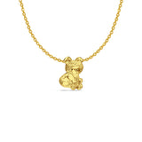 14K Yellow Gold Bear Pendant 14mmX10mm With 16 Inch To 22 Inch 1.2MM Width Side DC Rolo Cable Chain Necklace
