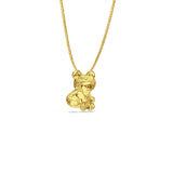 14K Yellow Gold Bear Pendant 14mmX10mm With 16 Inch To 24 Inch 0.6MM Width Box Chain Necklace