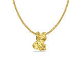 14K Yellow Gold Bear Pendant 14mmX10mm With 16 Inch To 22 Inch 1.2MM Width Flat Open Wheat Chain Necklace