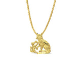 14K Yellow Gold Cats Pendant 16mmX16mm With 16 Inch To 24 Inch 1MM Width Box Chain Necklace