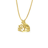 14K Yellow Gold Cats Pendant 16mmX16mm With 16 Inch To 24 Inch 0.8MM Width Box Chain Necklace