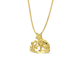 14K Yellow Gold Cats Pendant 16mmX16mm With 16 Inch To 24 Inch 0.6MM Width Box Chain Necklace