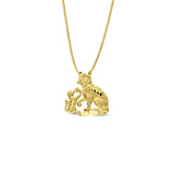 14K Yellow Gold Cats Pendant 16mmX16mm With 16 Inch To 22 Inch 0.5MM Width Box Chain Necklace