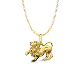 14K Yellow Gold Lion Pendant 20mmX20mm With 16 Inch To 22 Inch 1.2MM Width Classic Rolo Cable Chain Necklace